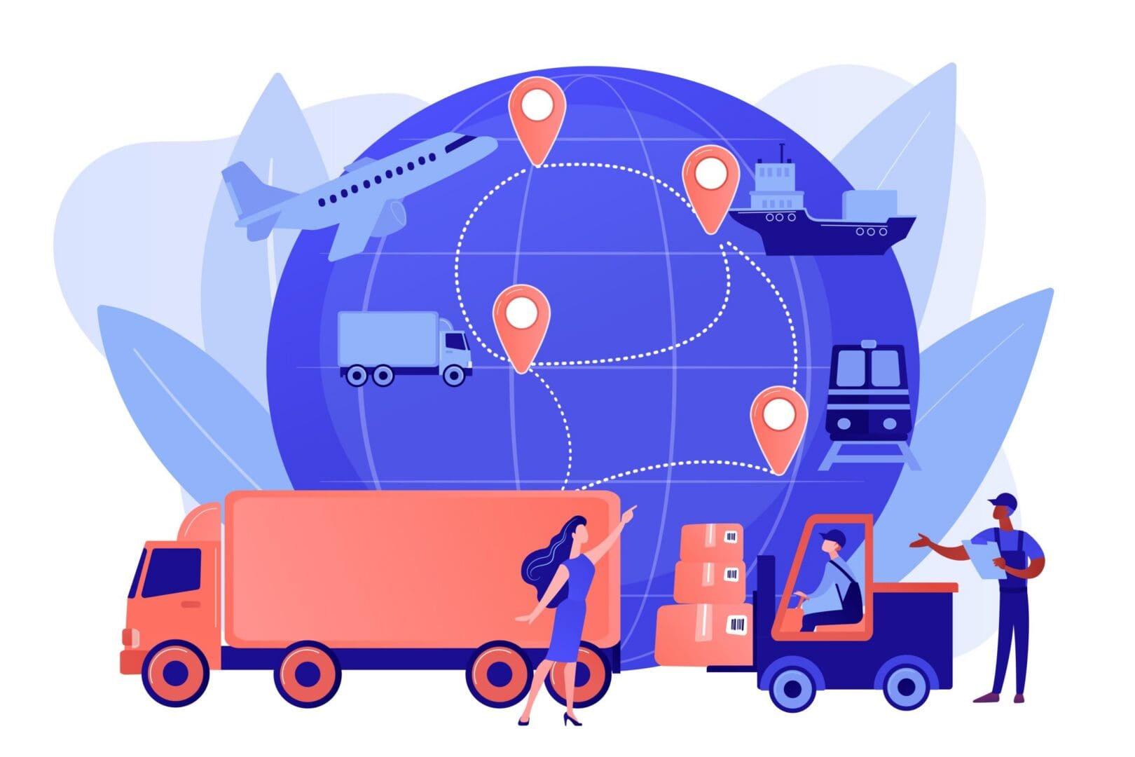 Supply chain and delivery network graphic