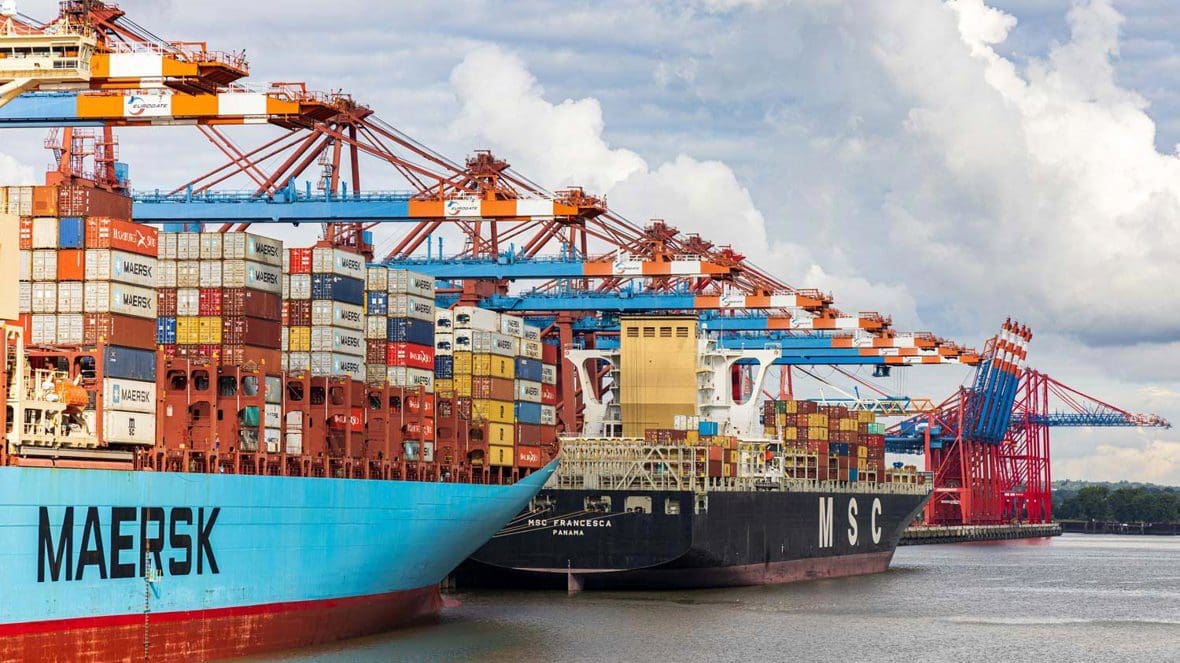 Industrial port with large cargo vessels