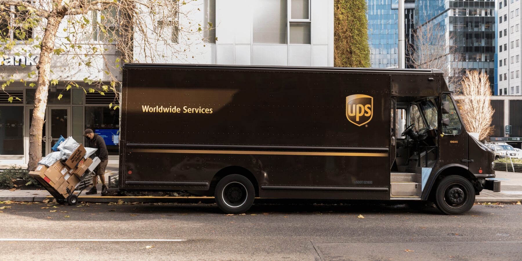 UPS truck with packages being loaded