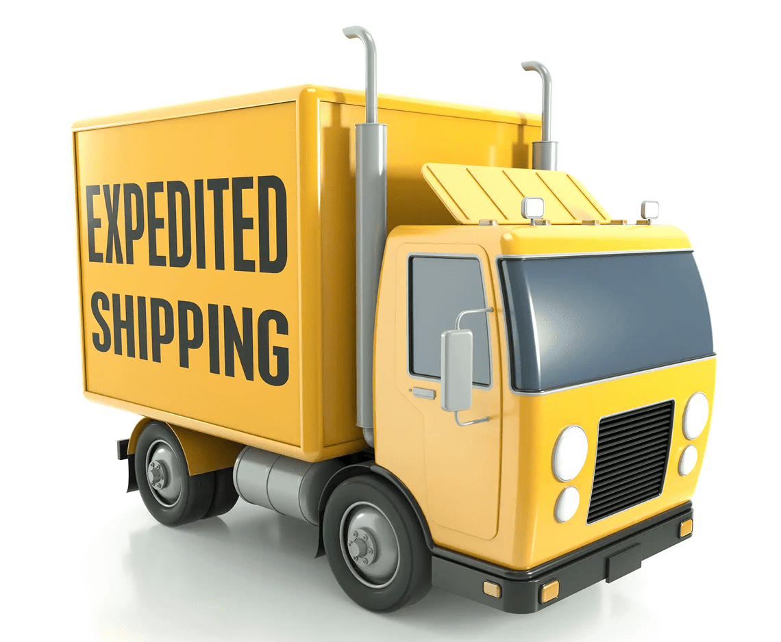 Expedited shipping box truck illustration