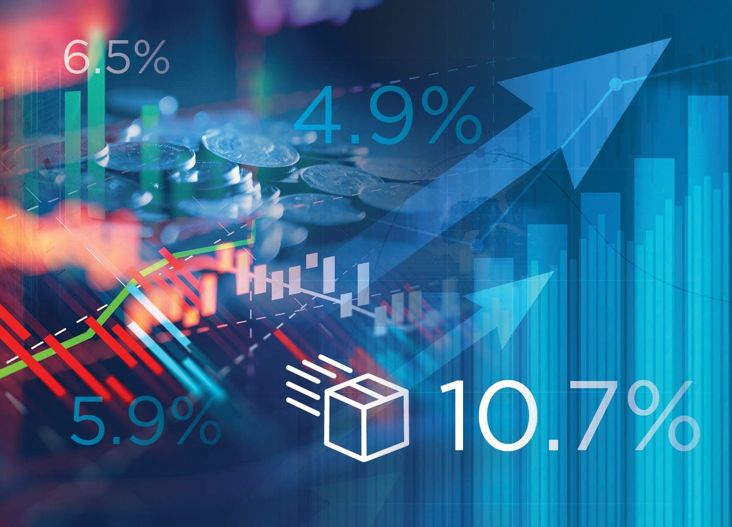 Financial growth and statistics chart
