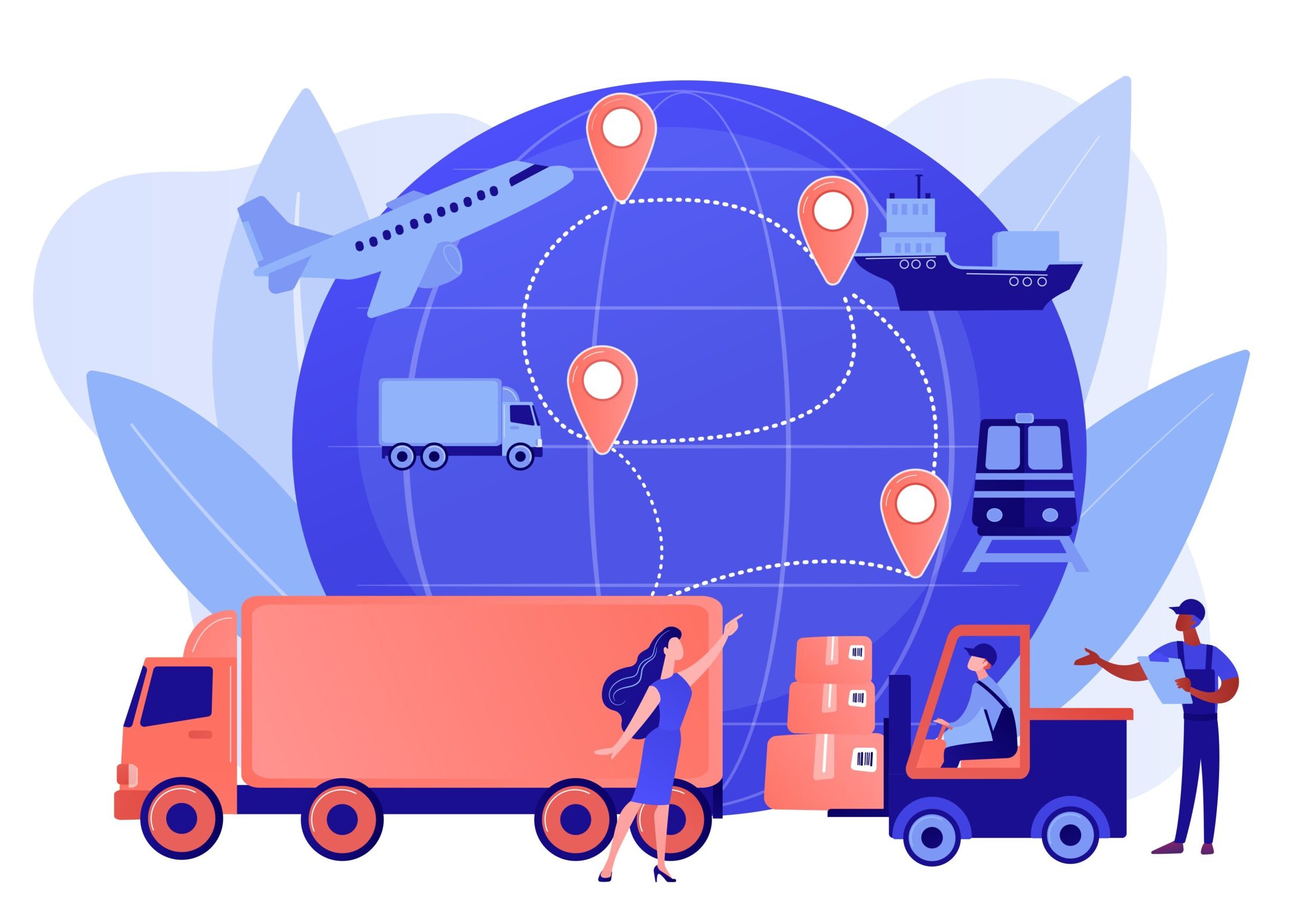Supply chain and delivery network graphic