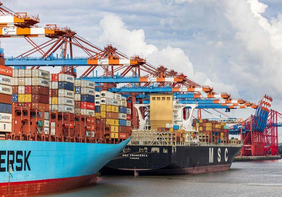 Industrial port with large cargo vessels