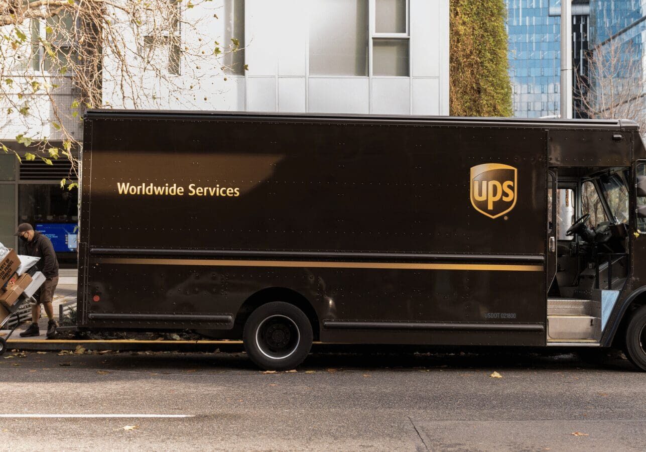 UPS truck with packages being loaded