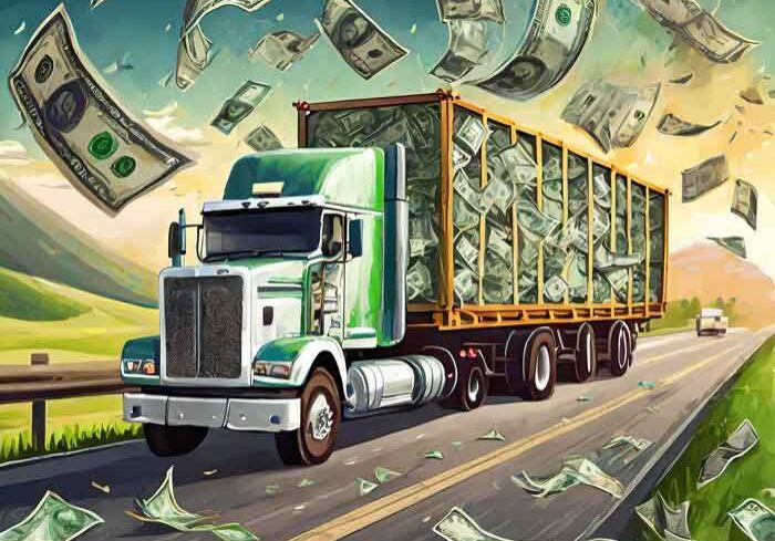 Cash-filled truck driving through countryside