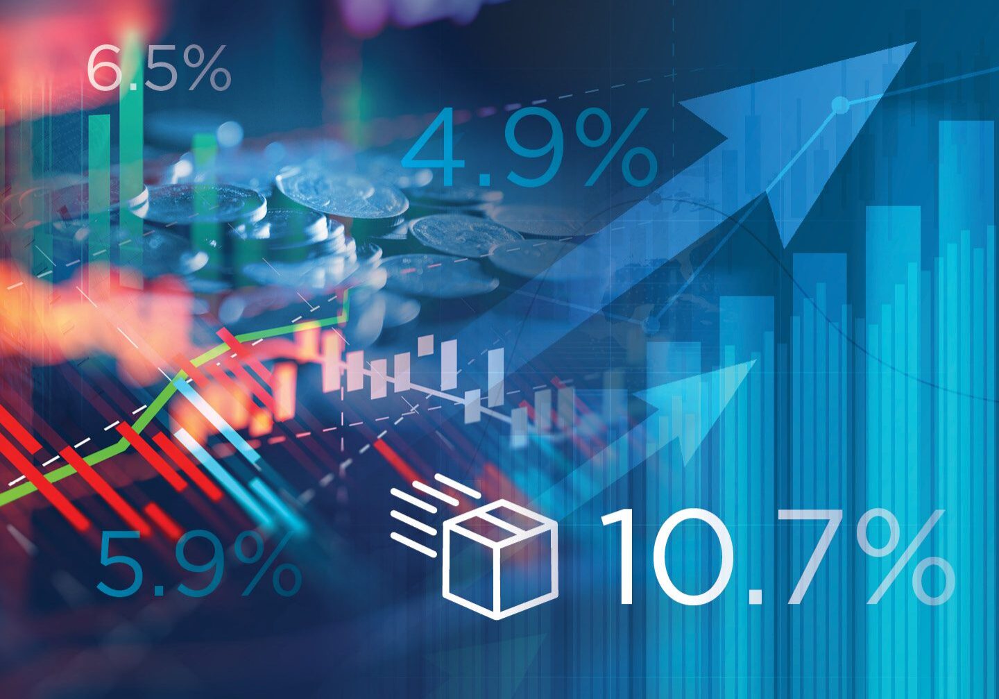 Financial growth and statistics chart