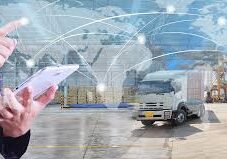 Supply chain management and global connectivity illustration