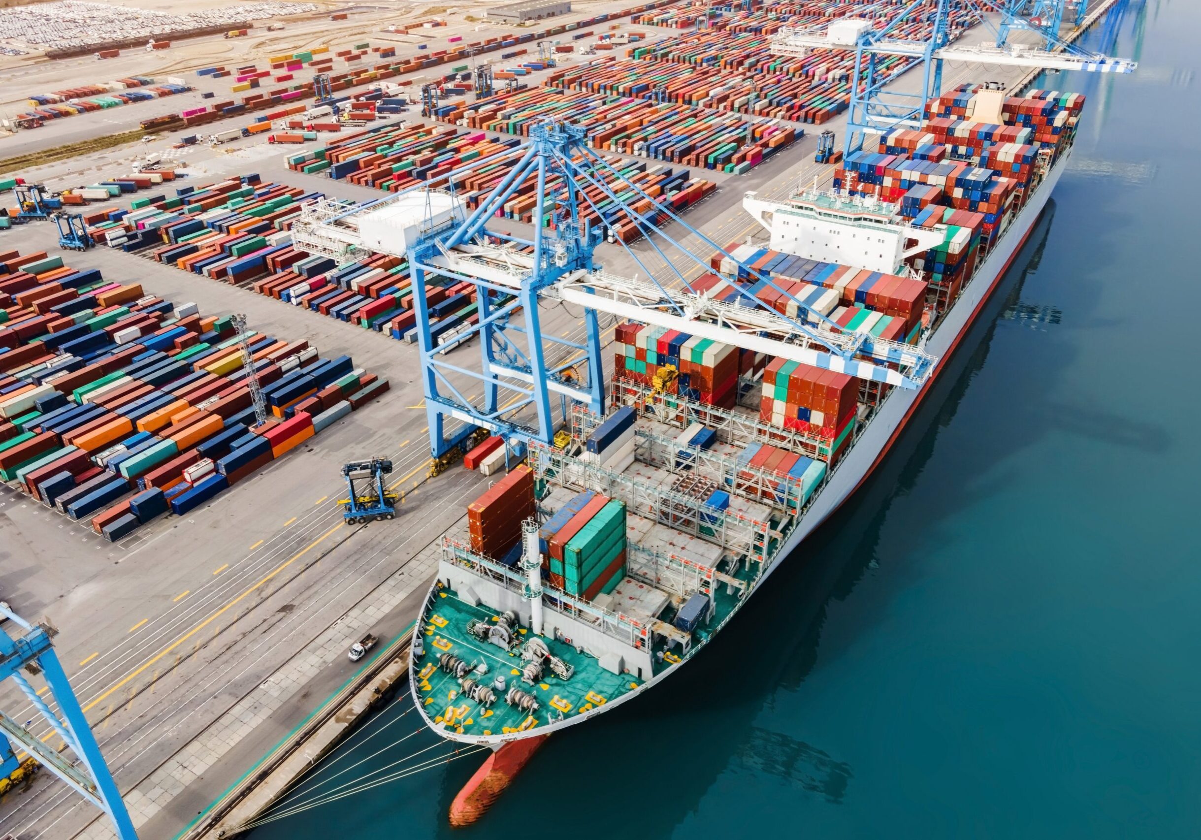 Shipping containers at industrial dock